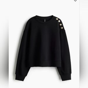 H&M Black Sweatshirt with Gold Button Accents
